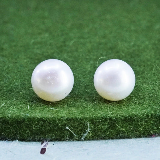 Vintage sterling silver earrings, 925 studs with white pearl
