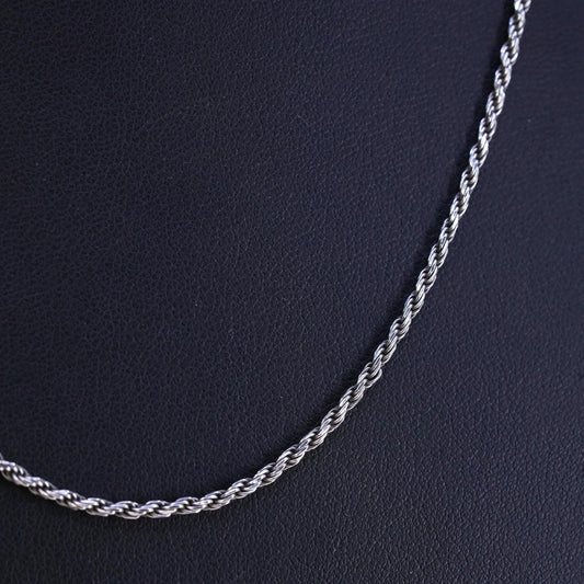 18" 2mm, vintage Sterling silver necklace, 925 circle chain