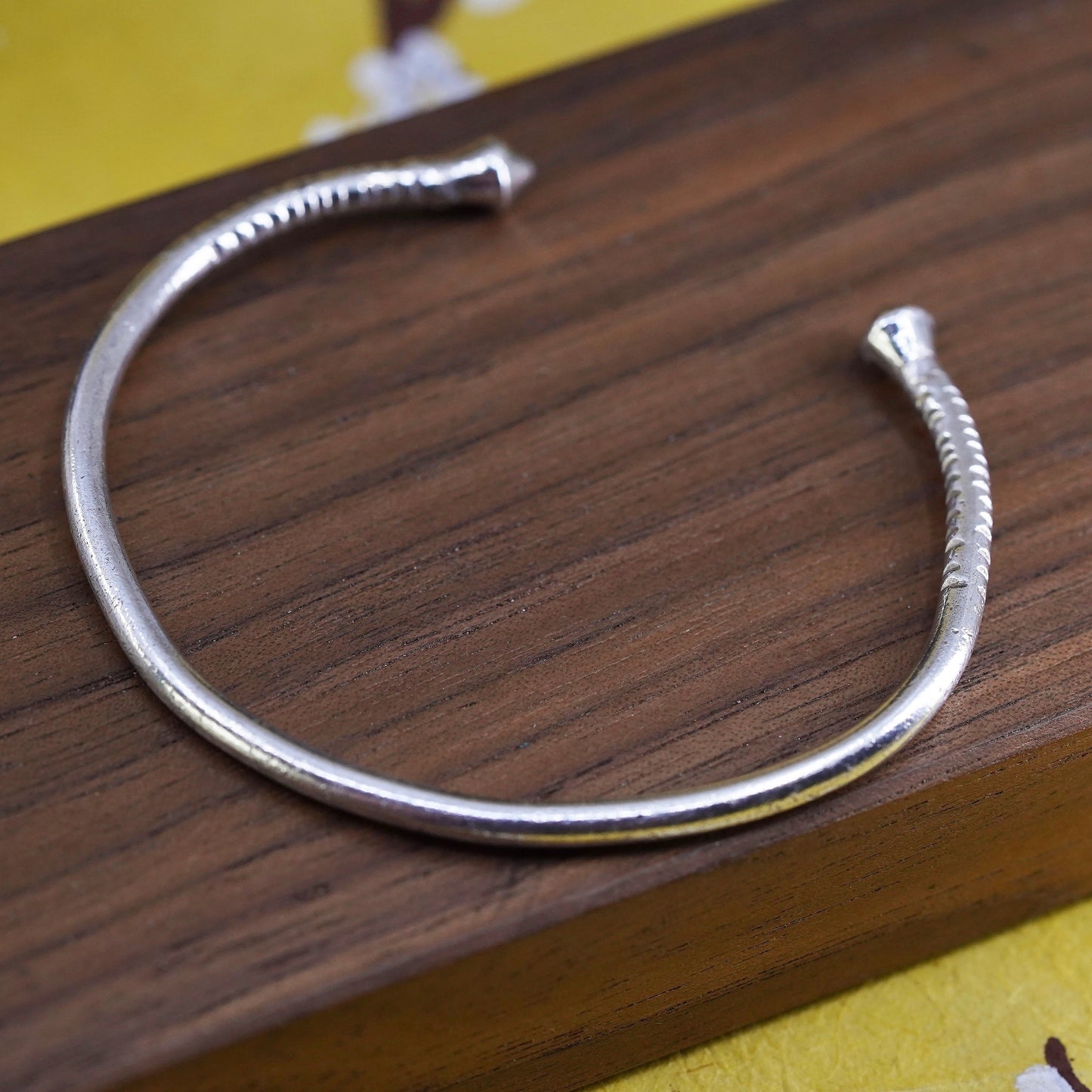 6.75", Southwestern sterling silver bracelet, stackable textured 925 cuff