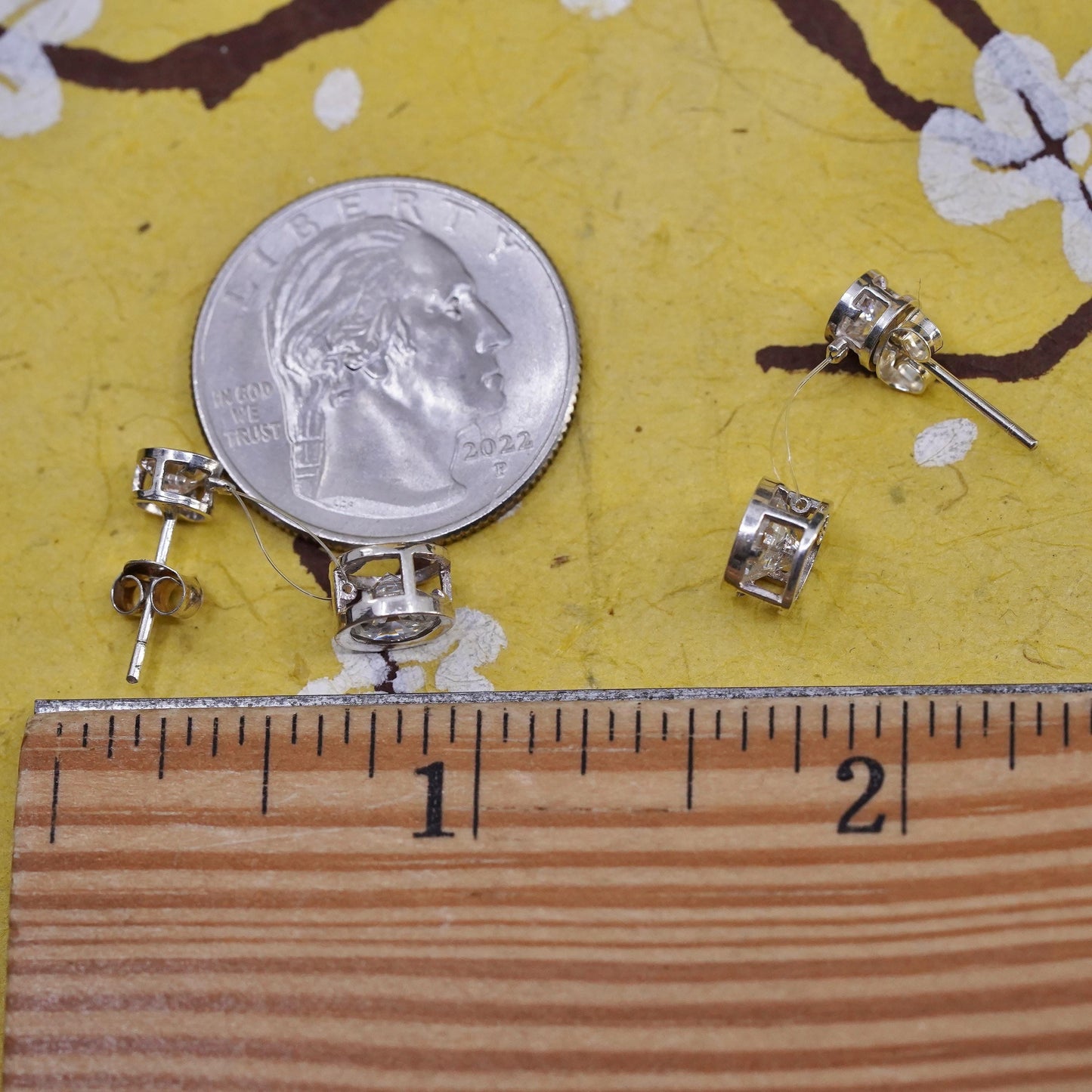 Vintage Sterling 925 silver handmade earrings with CZ dangles