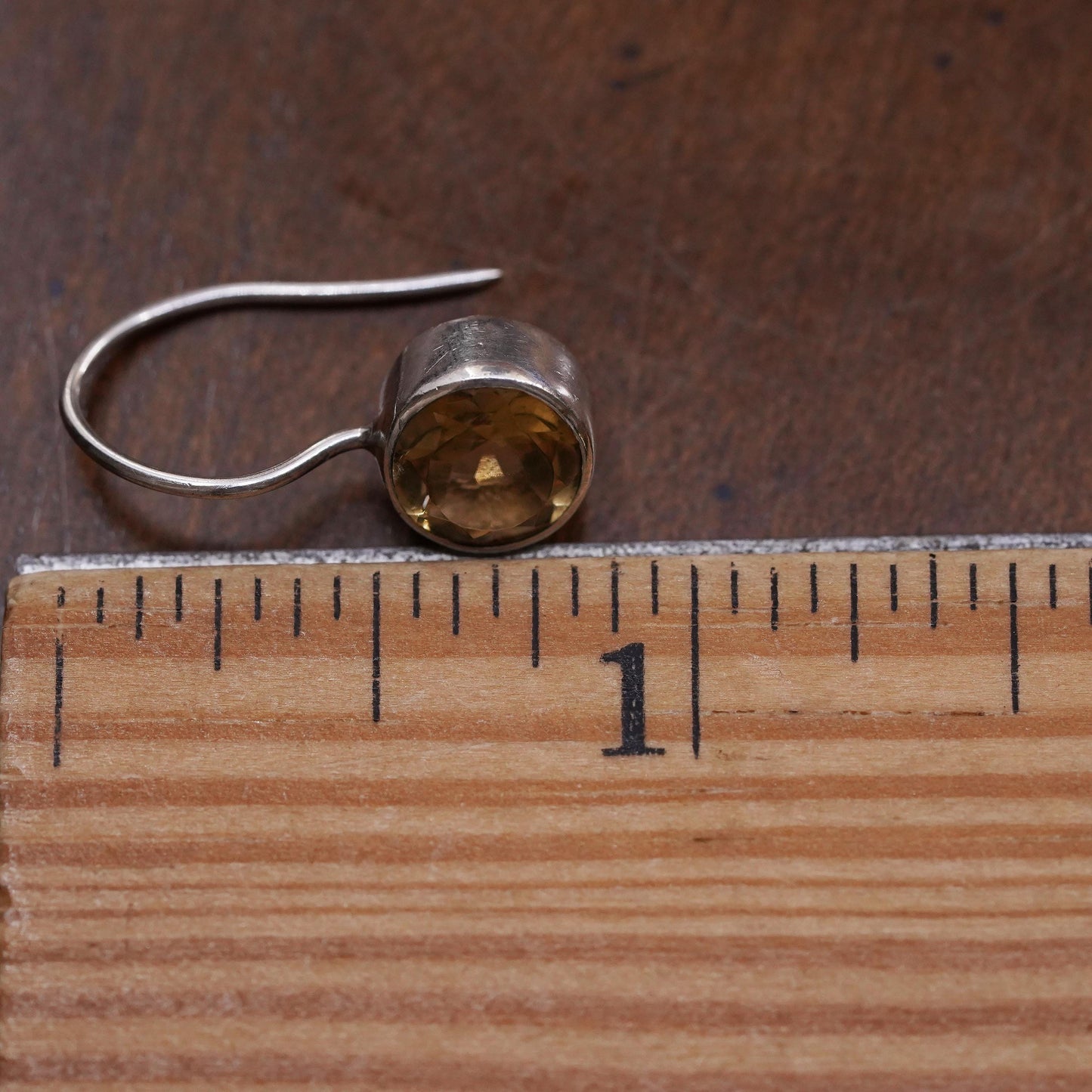 vintage sterling silver 925 handmade single circle citrine earring