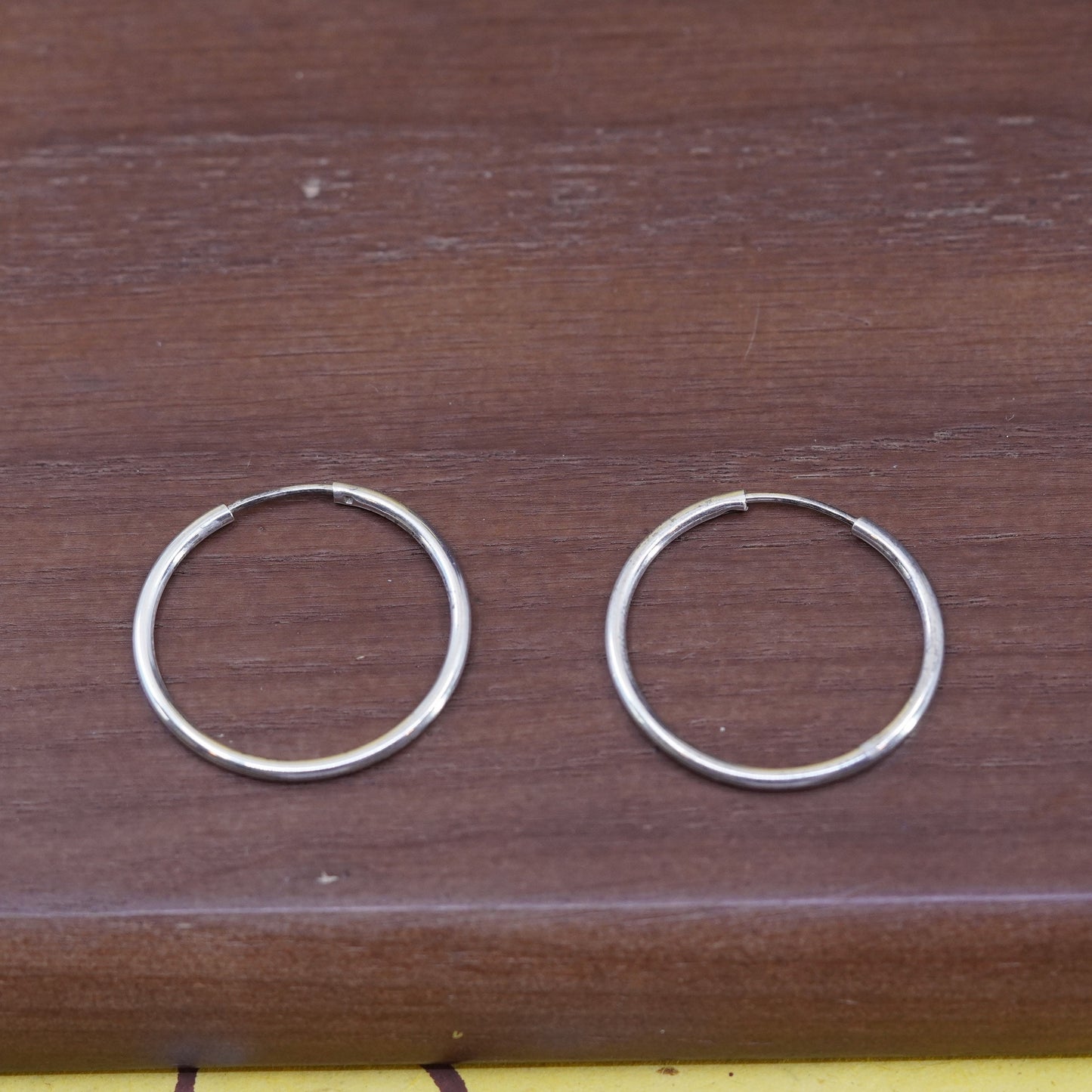 1”, Vintage Italy Sterling silver handmade earrings, simple 925 hoops