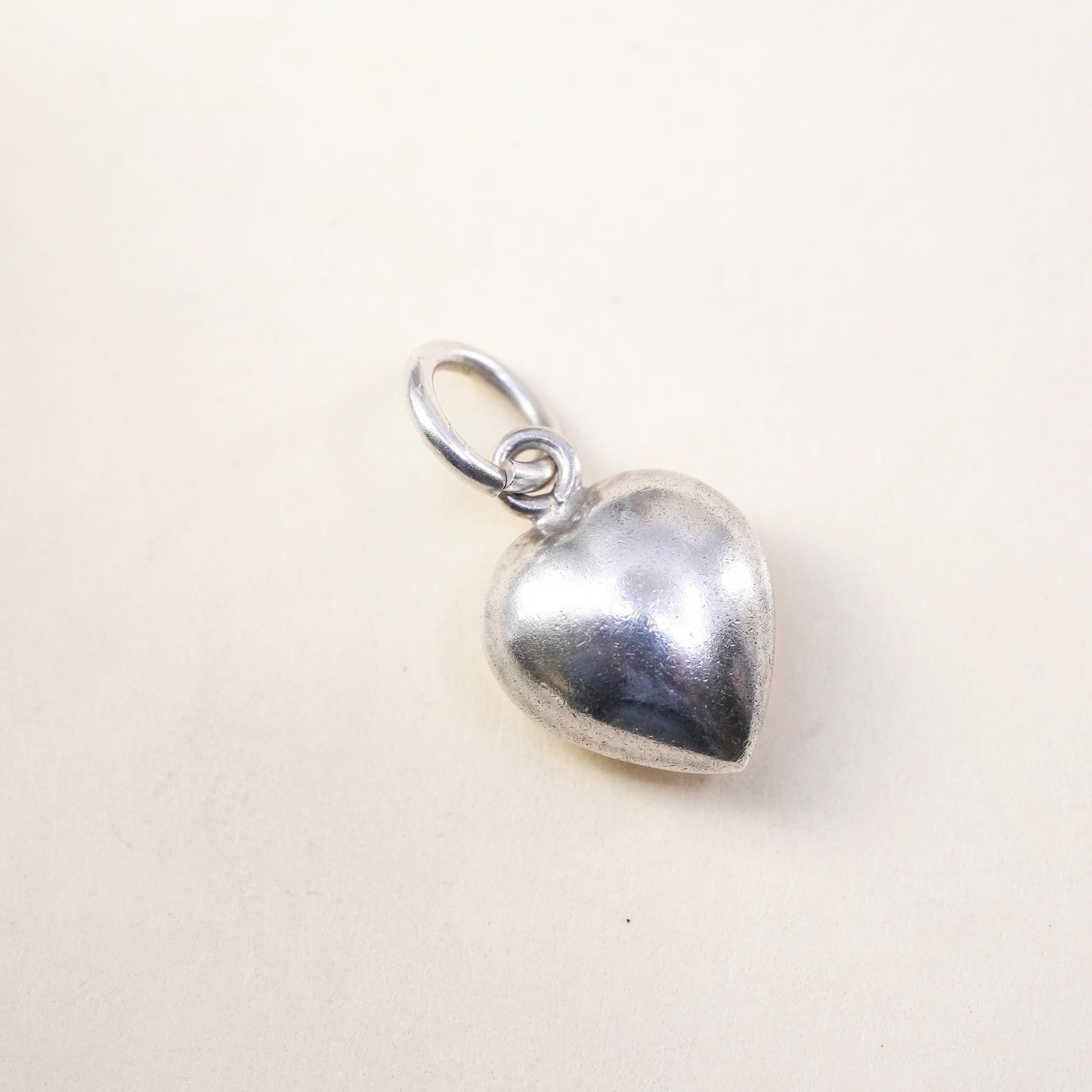 Vintage sterling silver heart tag charm, 925 pendant
