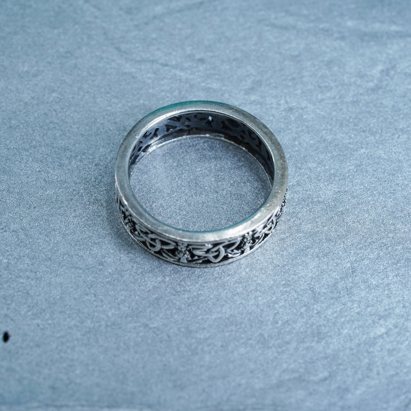 Size 6.75, vintage Sterling 925 silver handmade ring, filigree band