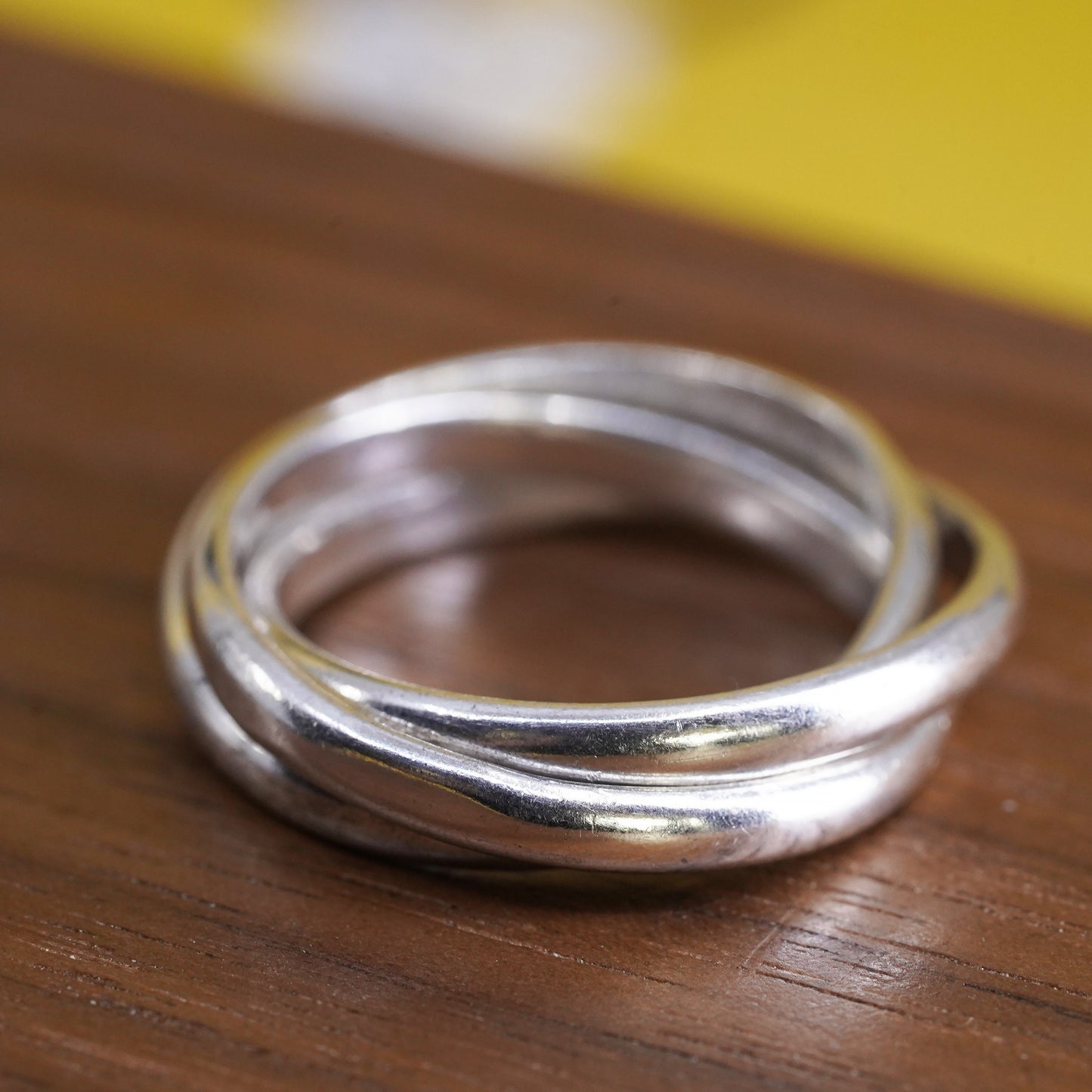 size 8, vintage Sterling silver handmade ring, 925 entwined band