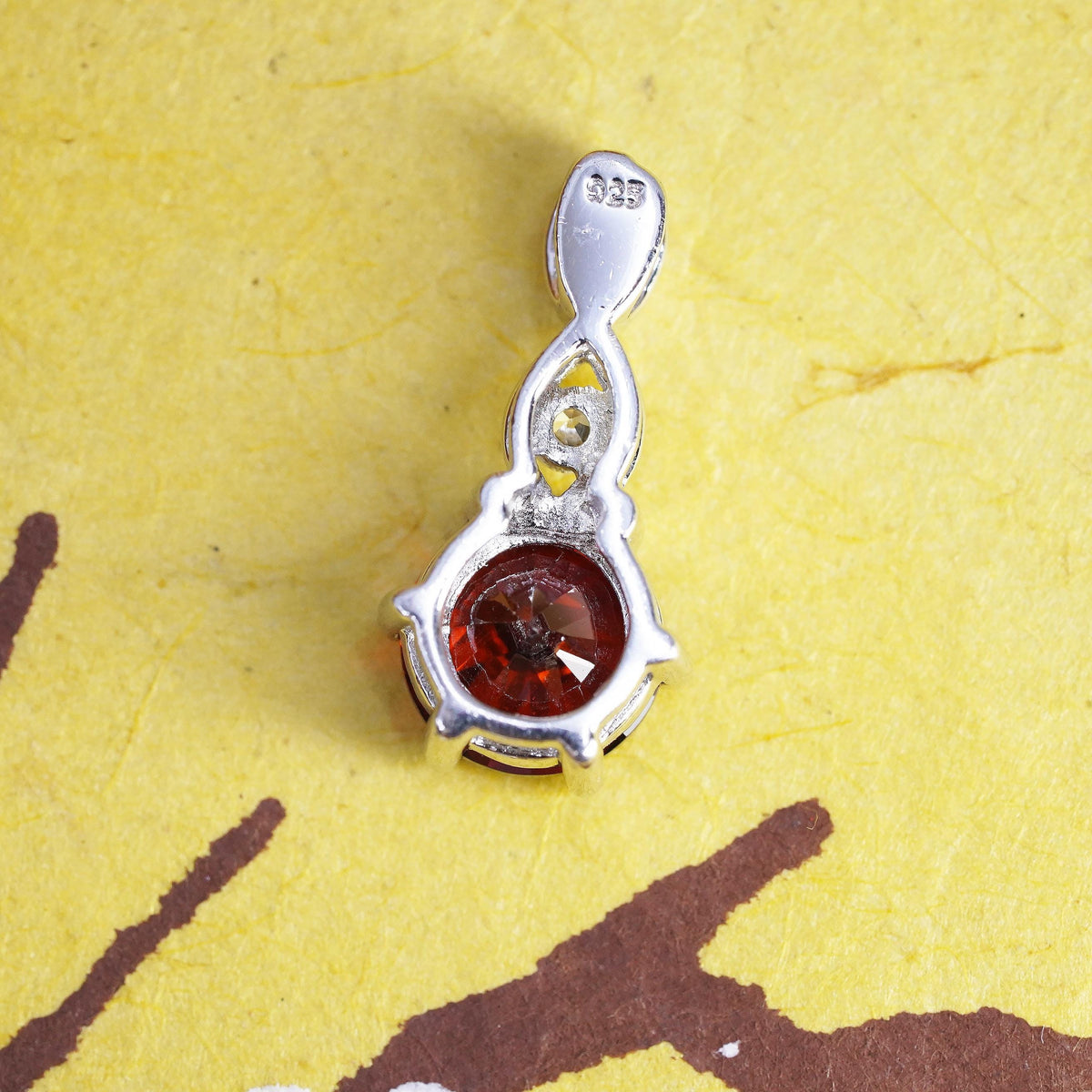 Garnet White Topaz Sterling Silver 925 Round Red Infinity Pendant, January