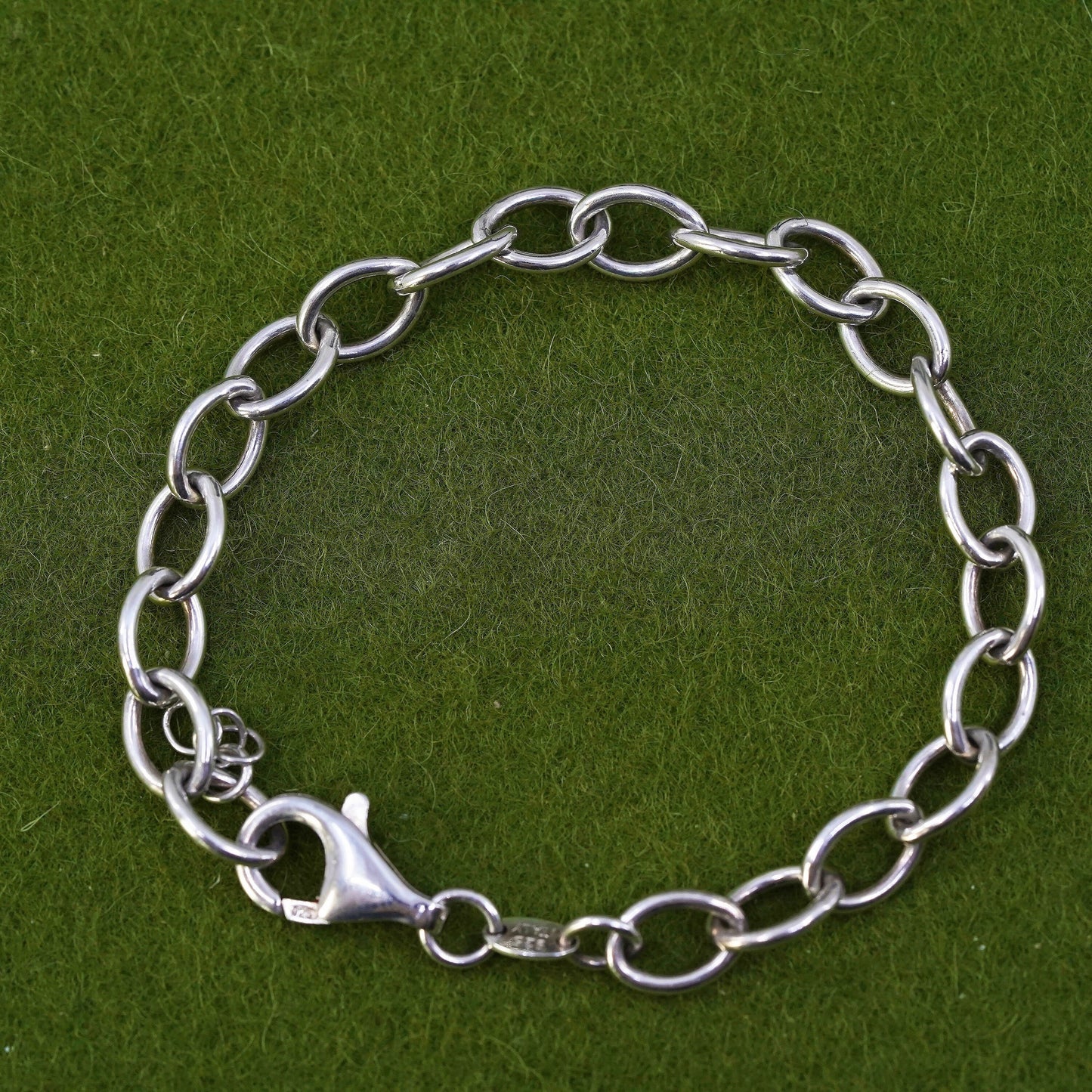 6.5", 8mm, Vintage sterling silver bracelet, handmade 925 circle chain