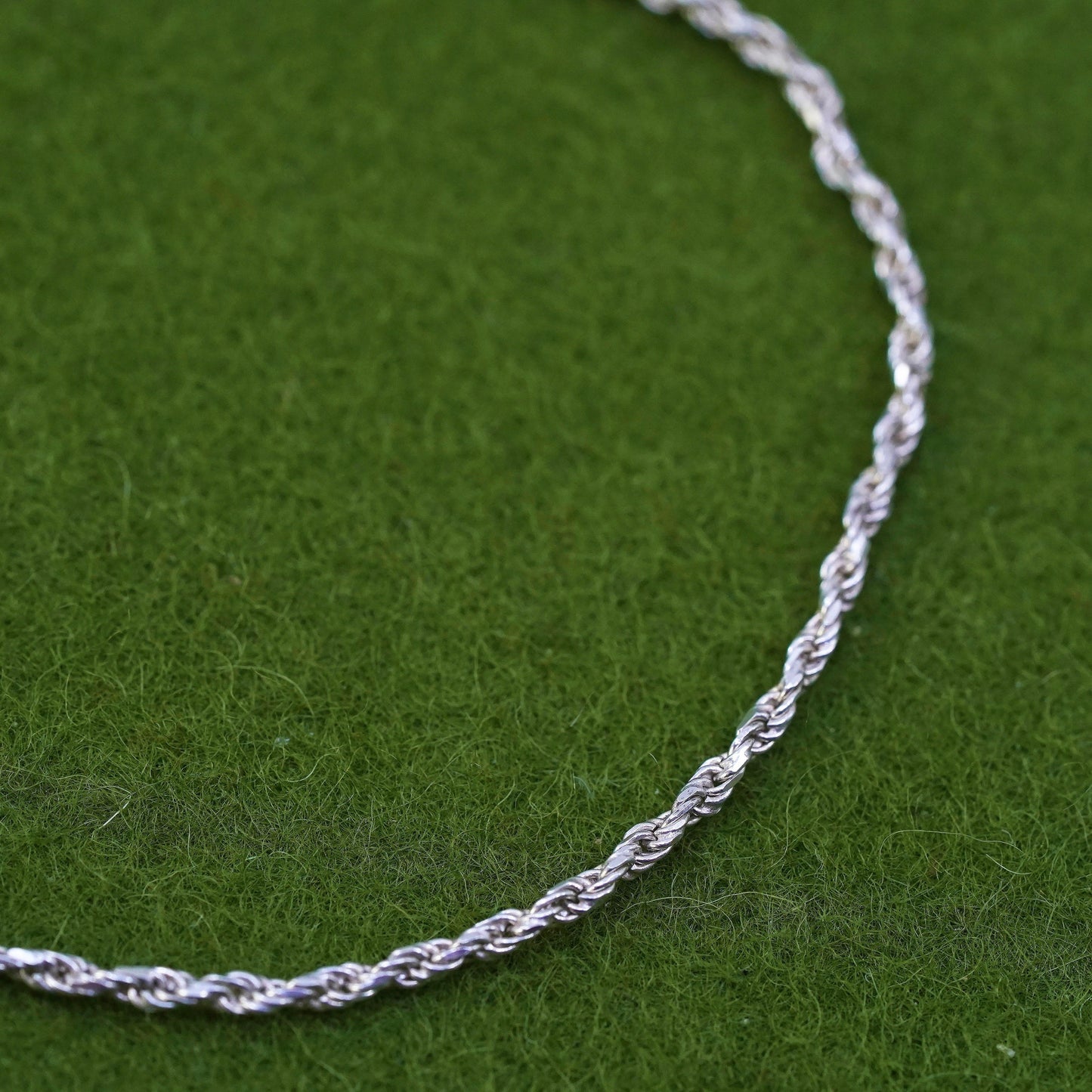 7”, 2mm, Vintage sterling 925 silver Italy rope chain bracelet