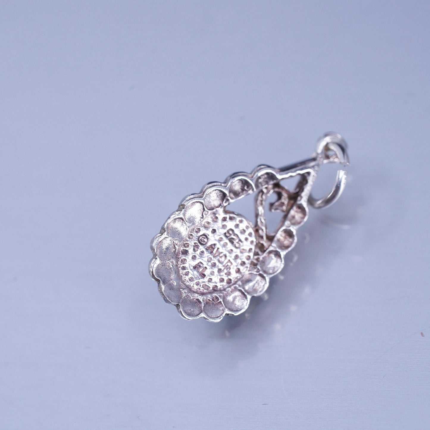 Vinatge southwestern sterling 925 silver teardrop charm pendant with turquoise