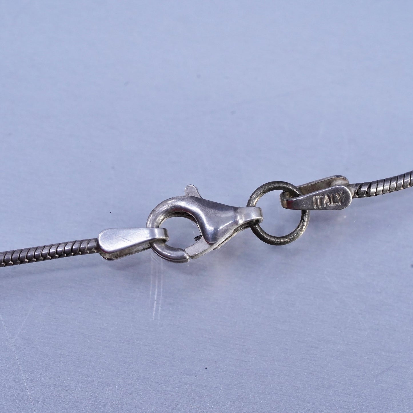 18", vintage Italian Sterling silver necklace, 925 snake chain with 3mm beads
