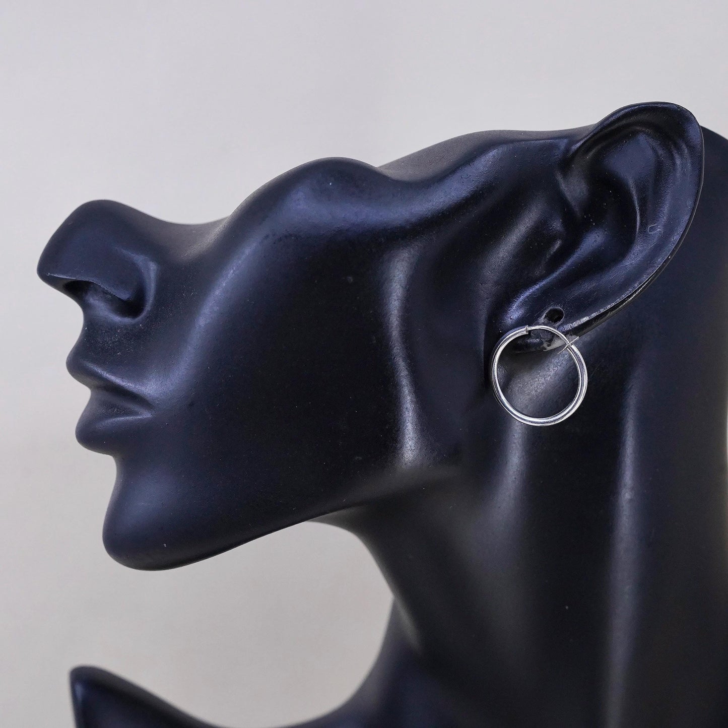 0.75", Vintage sterling silver loop earrings, fashion, fine 925 silver hoops