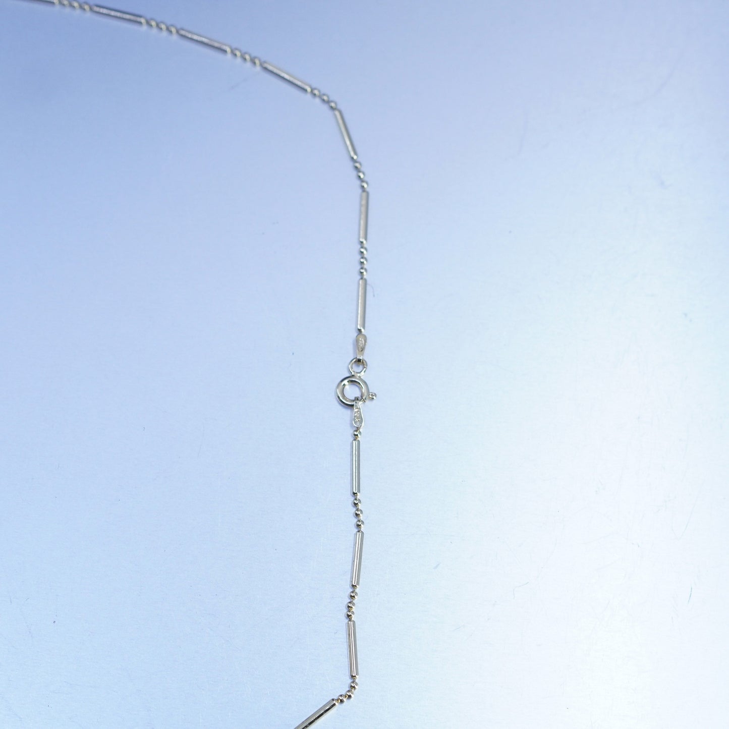 18”, vtg vermeil yellow gold over Sterling silver necklace, 925 bar bead chain