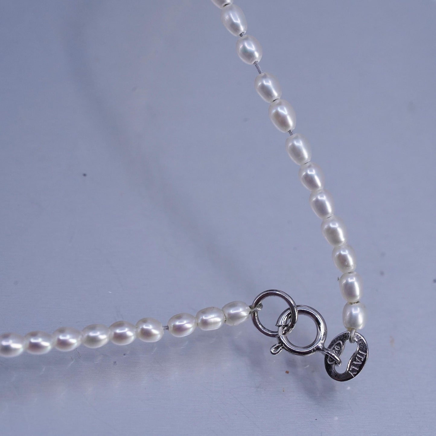 17", vintage freshwater pearl handmade necklace with Sterling 925 silver clasp