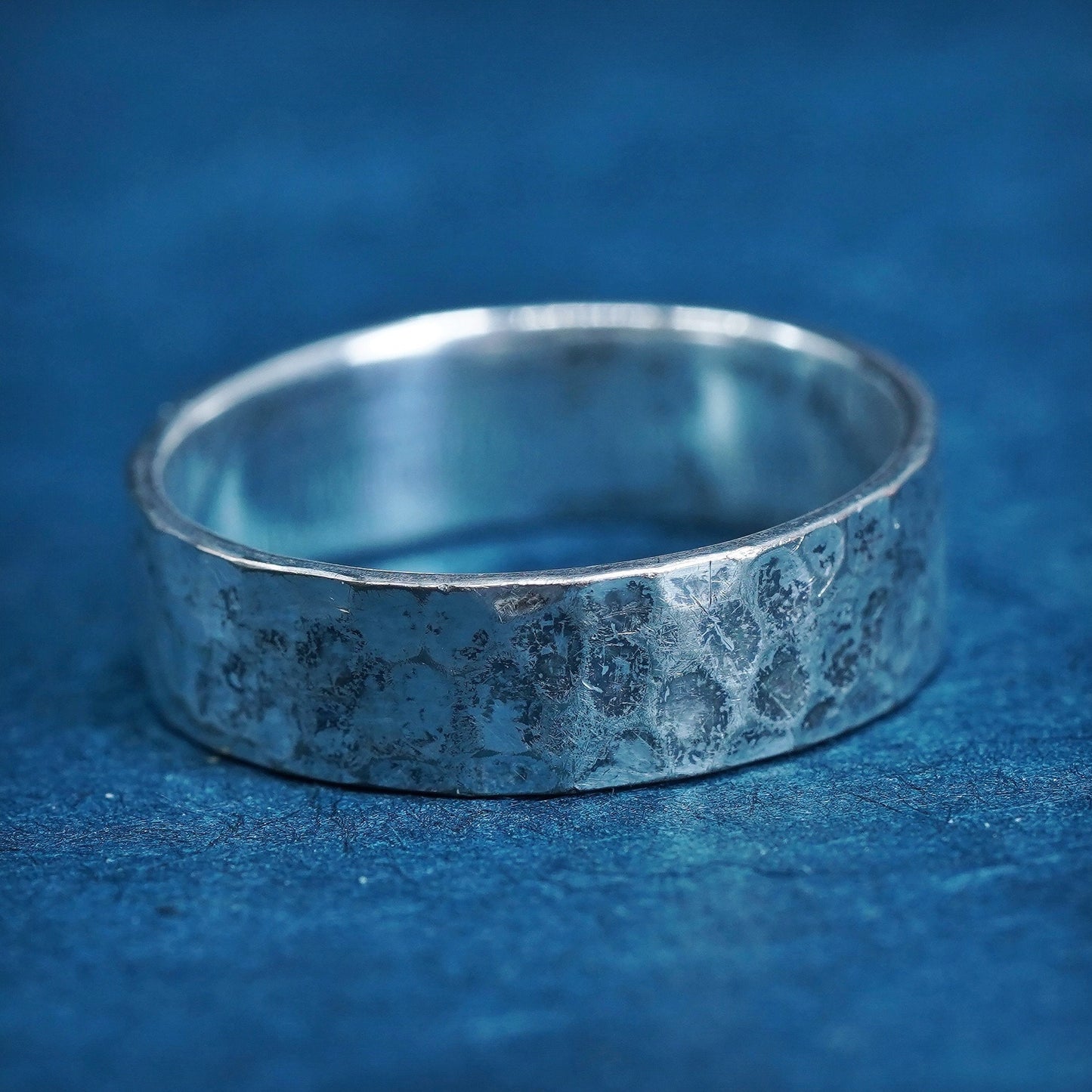 Size 9.5, vintage Sterling silver handmade ring, hammered 925 wedding band