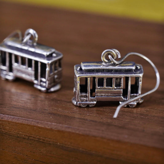 Sterling 925 Silver Cable Car Earrings | Tram Trolley charms | Travel Lover