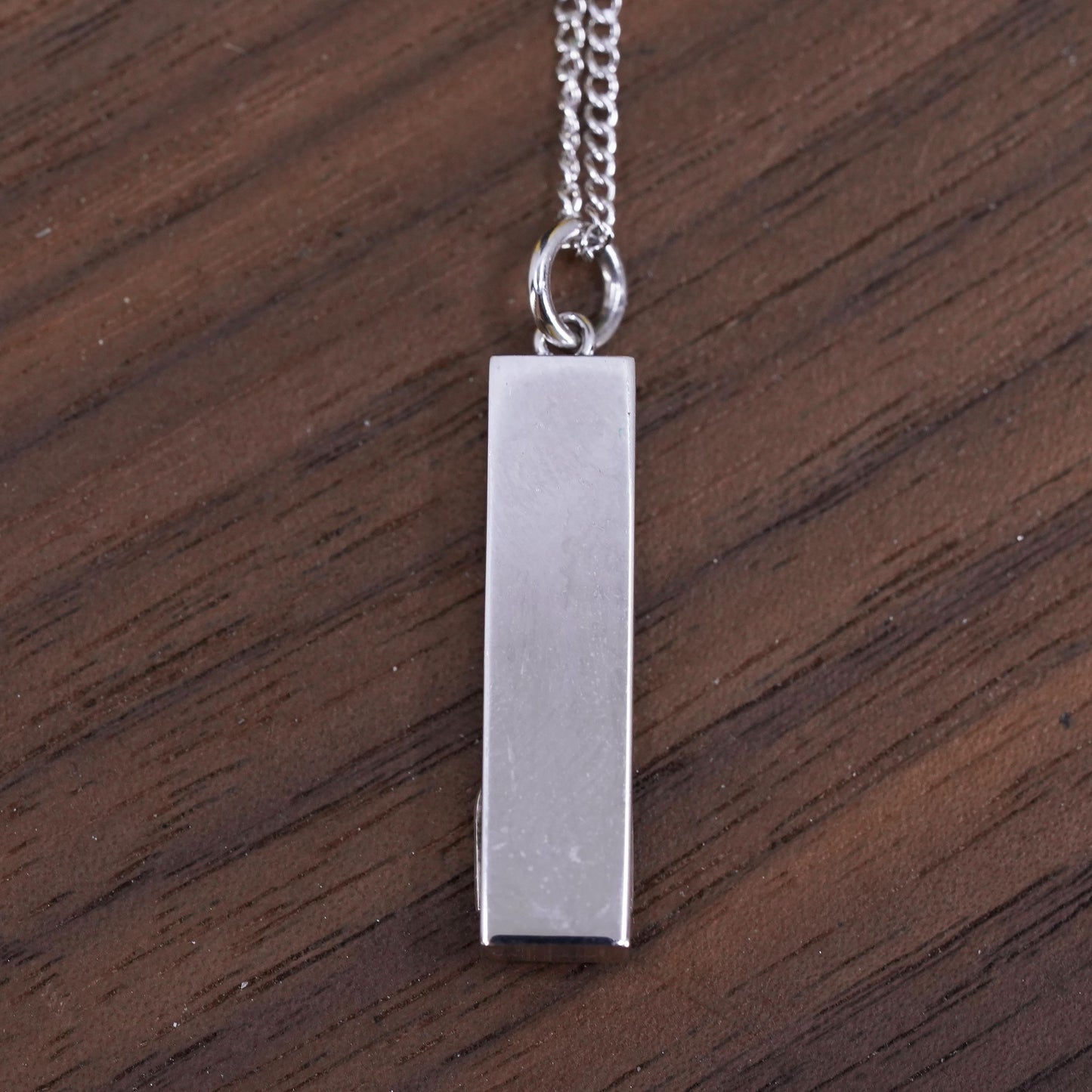 16", Sterling silver necklace, solid 925 curb Hebrew bible tube pendant