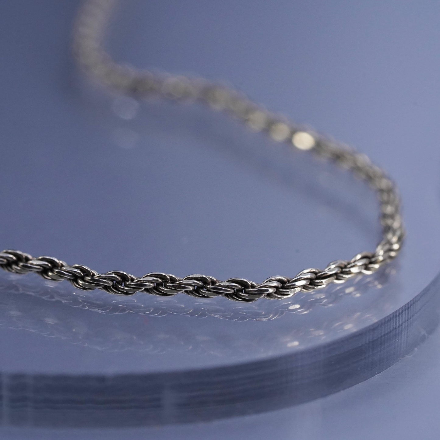 18” 2mm, vintage Italian vermeil gold over Sterling 925 silver rope chain necklace