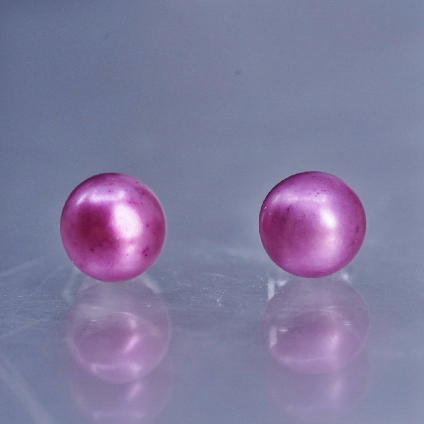 5mm, Vintage Sterling 925 silver handmade earrings, studs with pink pearl