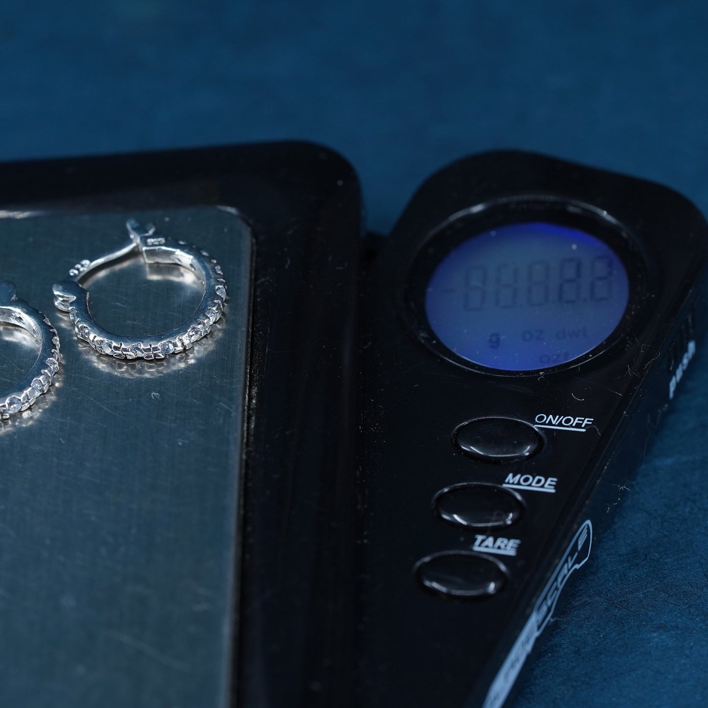 0.5", vintage Sterling silver handmade hoop earrings, 925 huggie with cz