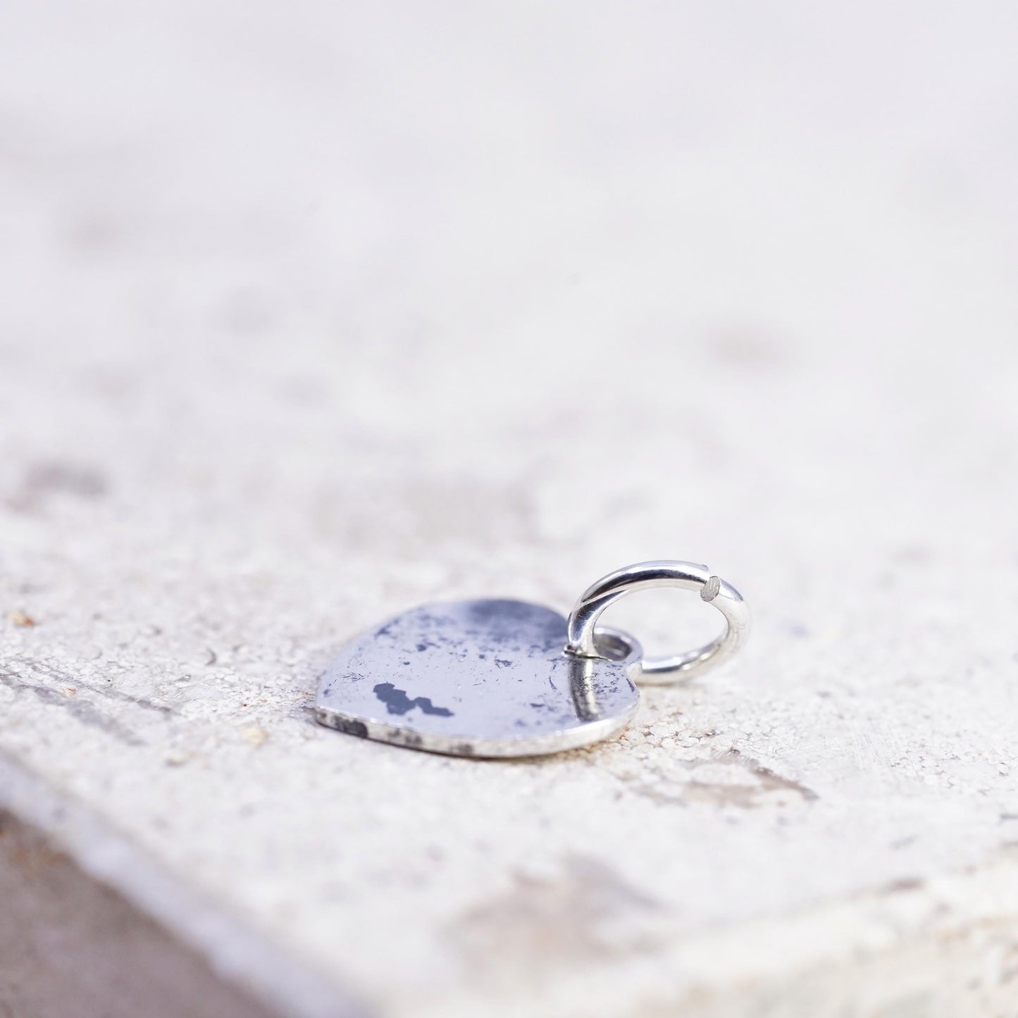 Vintage sterling silver handmade pendant, 925 heart charm