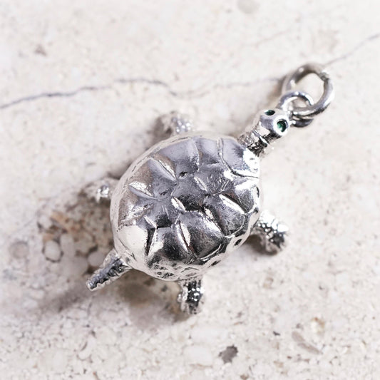 Vintage Sterling silver handmade pendant, 925 turtle charm