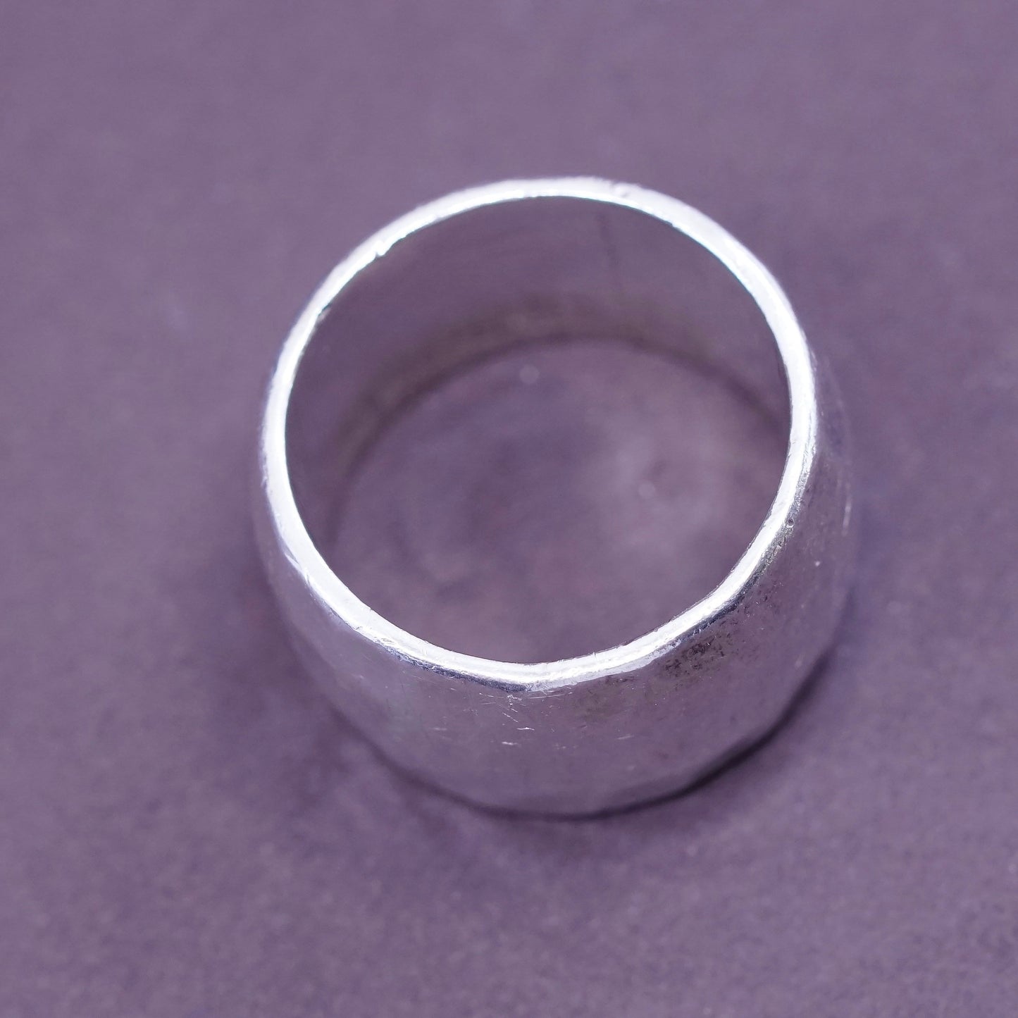 Size 6.75, vintage Sterling silver handmade ring, hammered 925 wide band