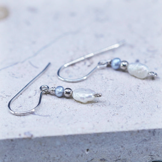 Vintage Sterling silver handmade earrings, 925 hooks with pearl