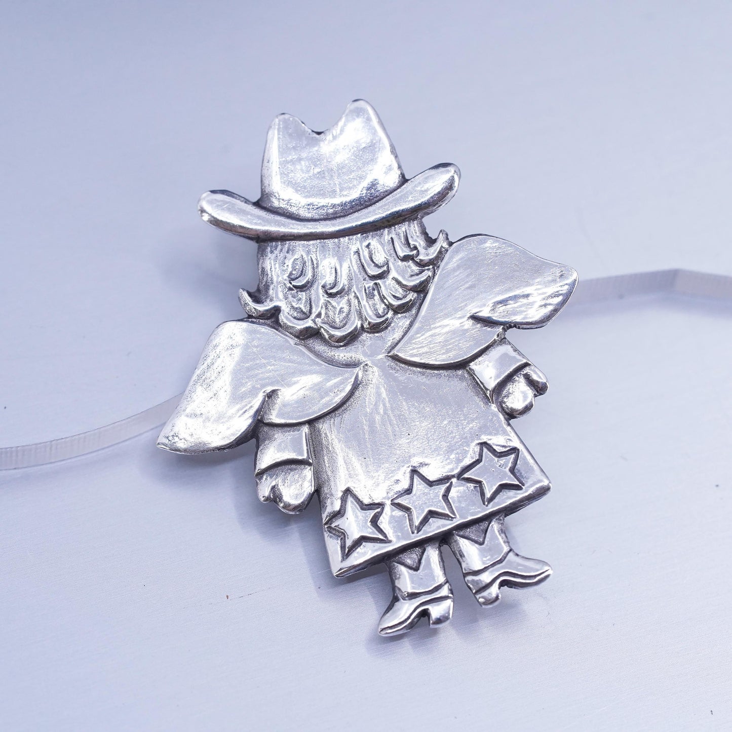 Vintage Sterling 925 silver handmade angel brooch
