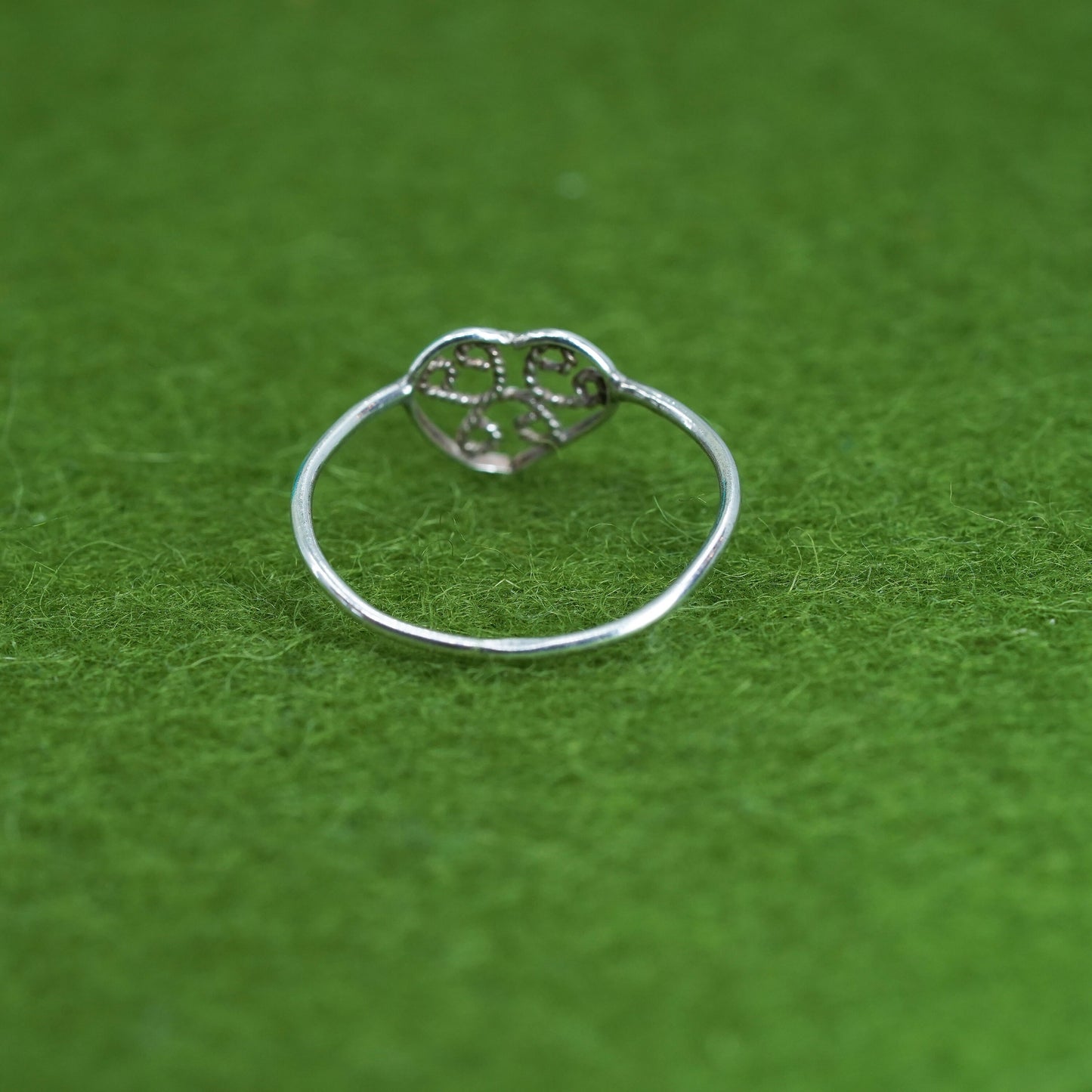 Size 5.5, Vintage sterling silver handmade wired ring, 925 filigree heart band