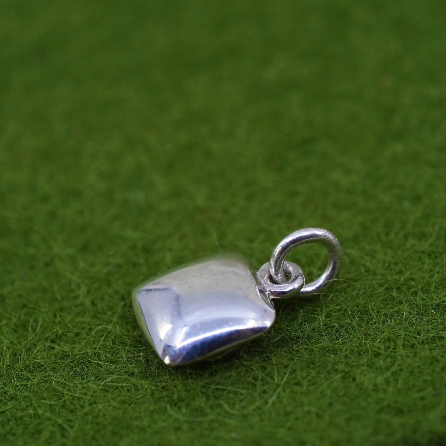 Vintage sterling silver handmade pendant, 925 Square silver charm