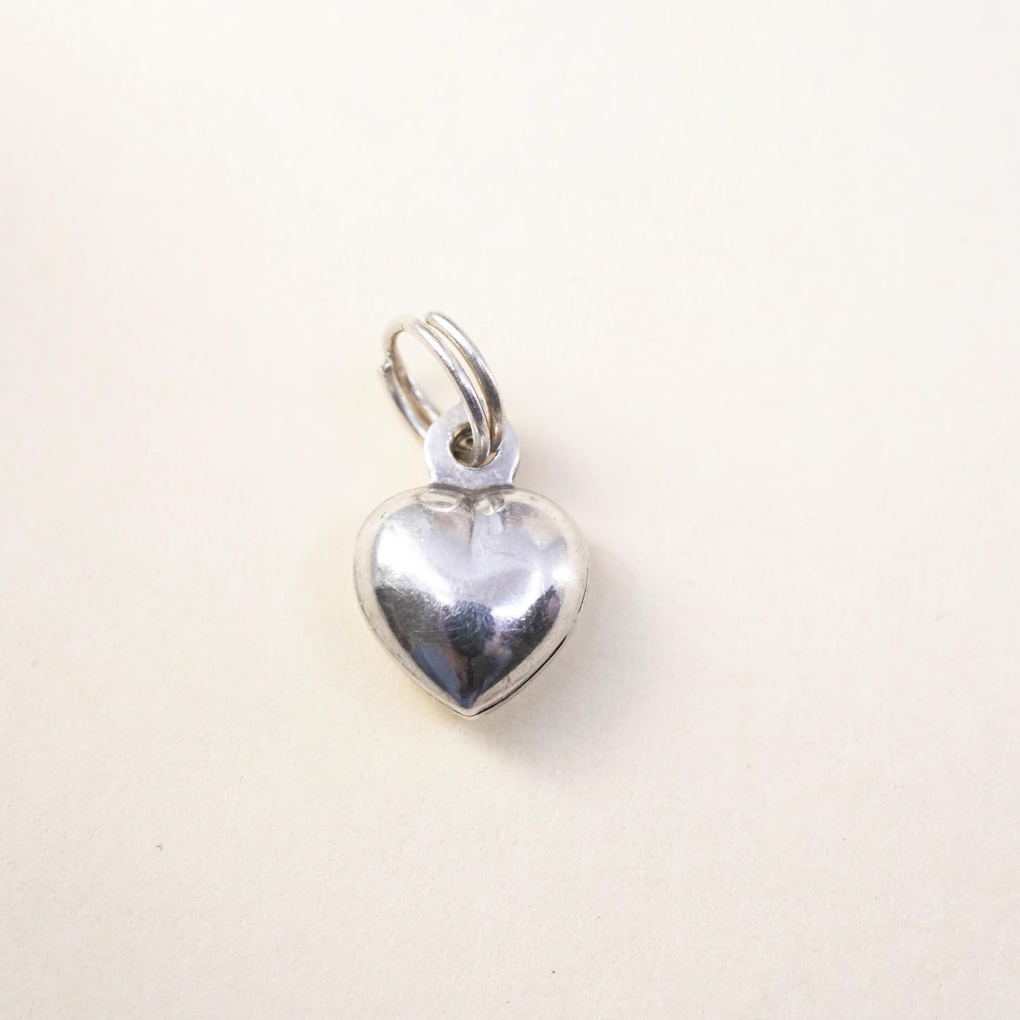 Vintage sterling silver heart tag charm, 925 pendant