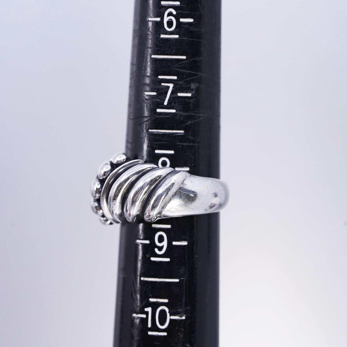 Size 8.25, Silpada Sterling 925 Silver Beaded Dot Swirl Dome Band Ring Retired