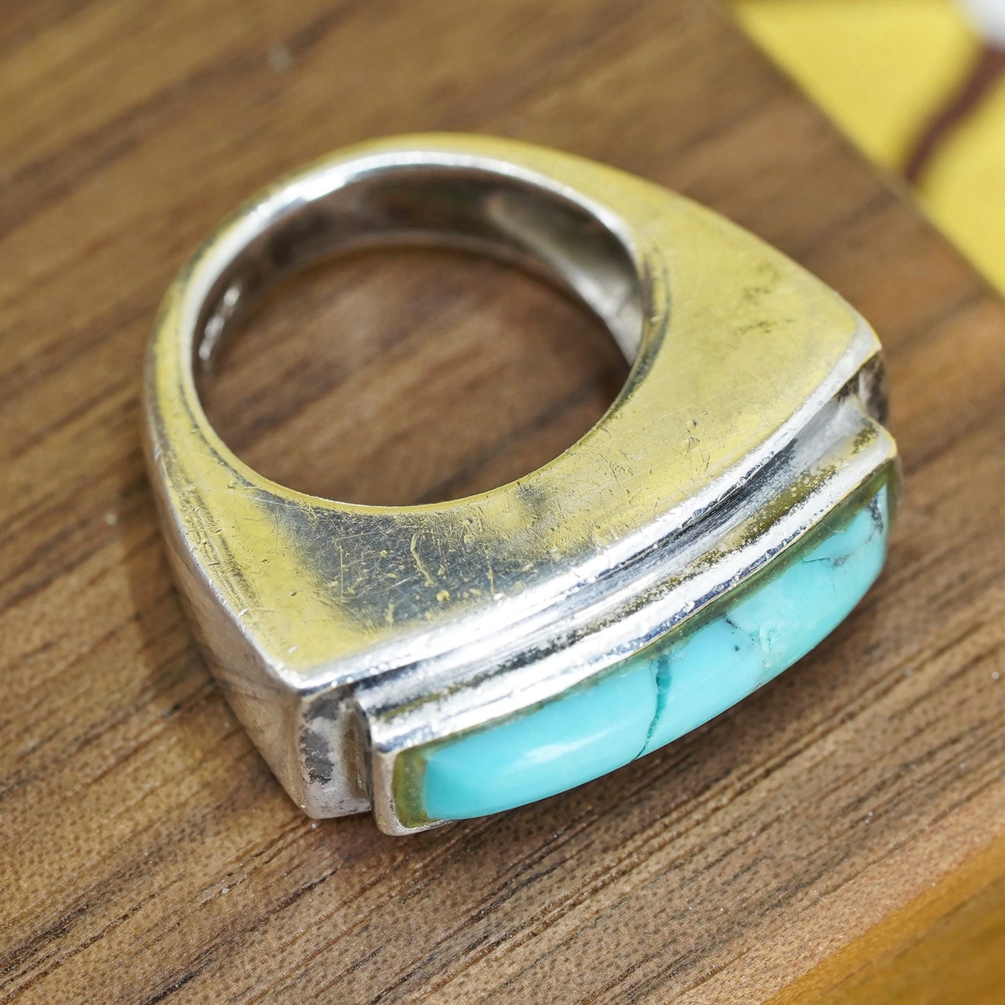 Size 5, Sterling 925 silver handmade ring with turquoise, southwestern jewelry