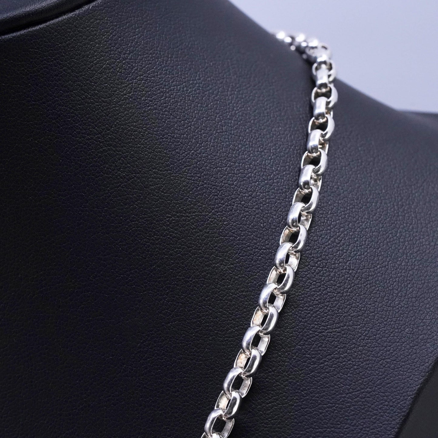 18”, vintage Prochain Sterling silver handmade necklace, bold 925 circle chain
