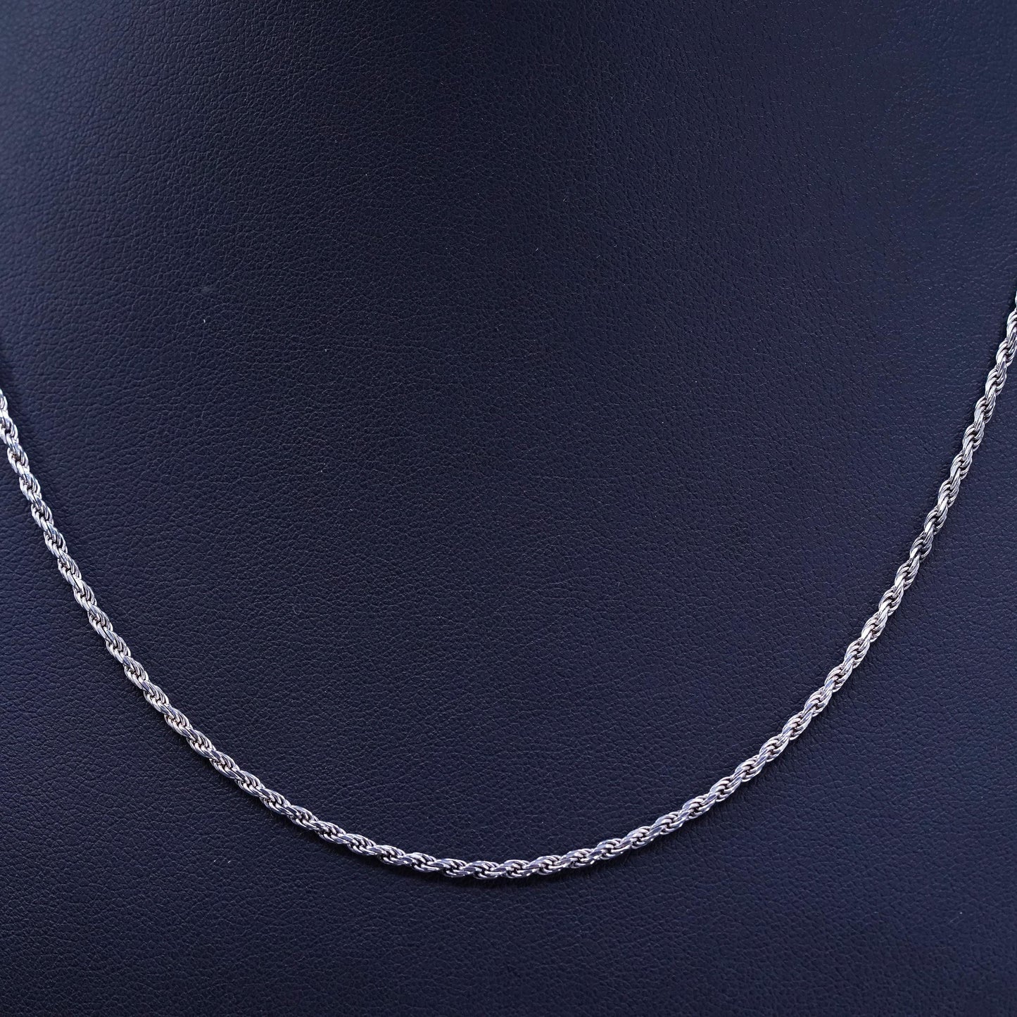 18”, 2mm, vintage Sterling silver handmade necklace, 925 rope chain