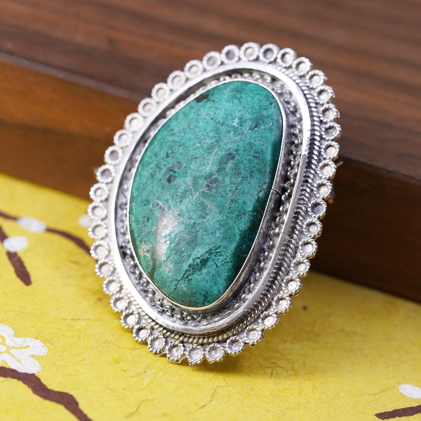 Vintage antique Israel sterling 925 silver butterfly pendant brooch turquoise