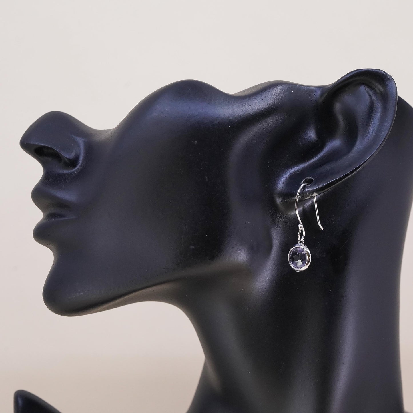 Vintage sterling silver single earring, 925 silver dangle with clear CZ