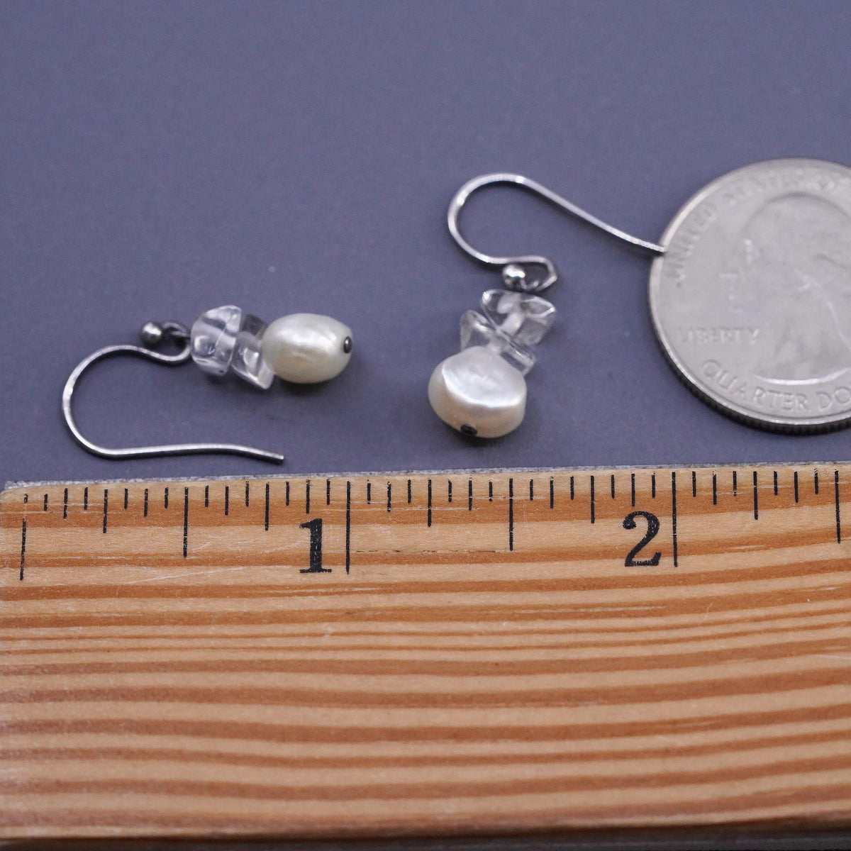 Vintage Sterling 925 silver handmade pearl crystal earrings
