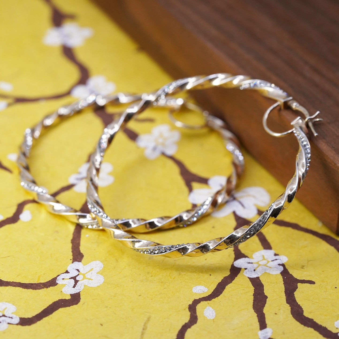 2", Italian vermeil gold over Sterling silver earrings, twisted huge 925 hoops