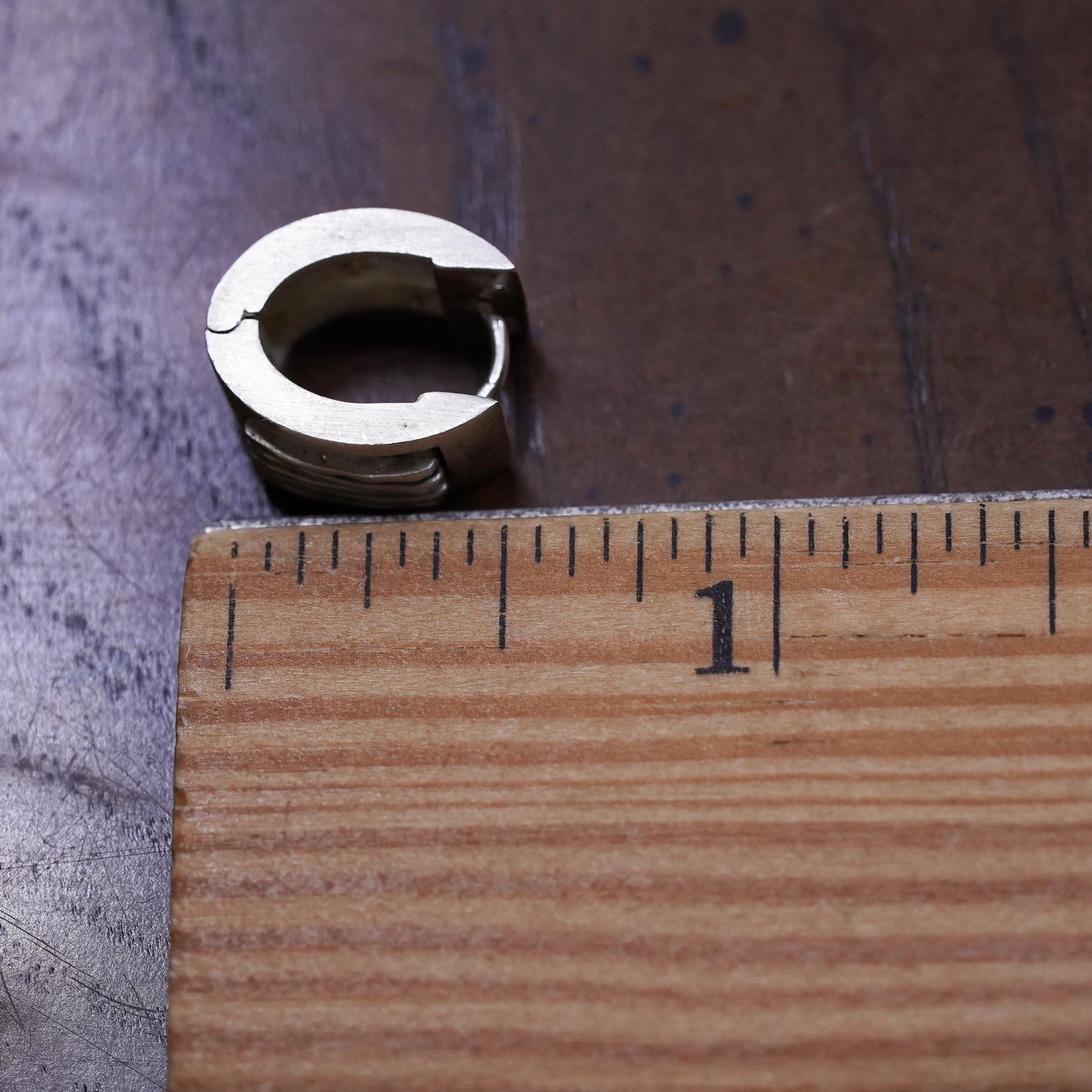 0.5”, Vintage sterling silver single earring, 925 huggie hoop
