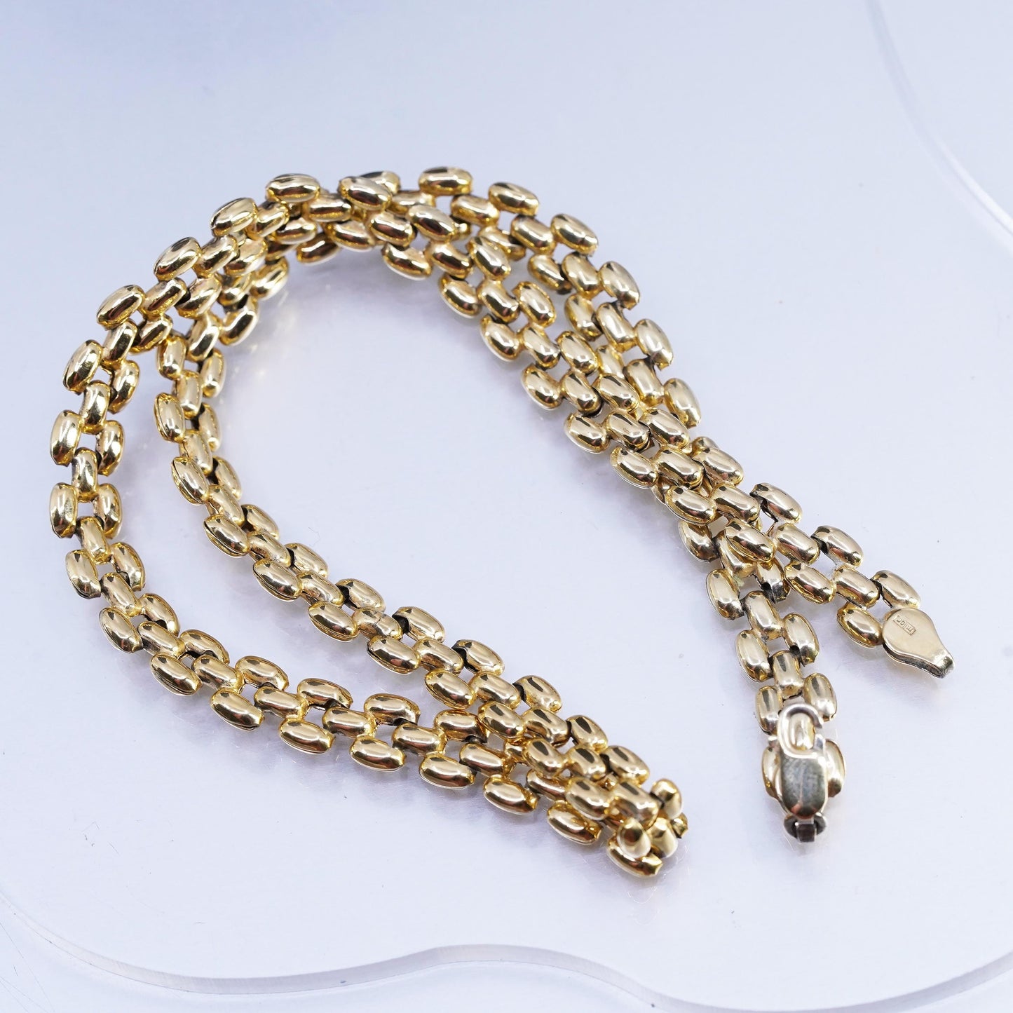 17", Milor Italy vermeil gold plated Sterling 925 silver puffy anchor necklace