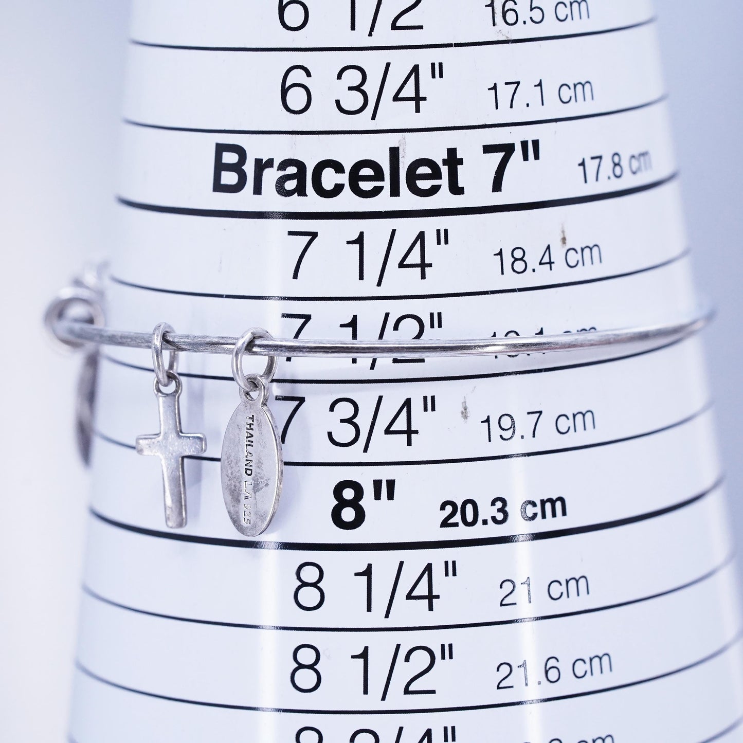 Size adjustable, Sterling 925 silver bracelet, bangle tag charm faith hope love