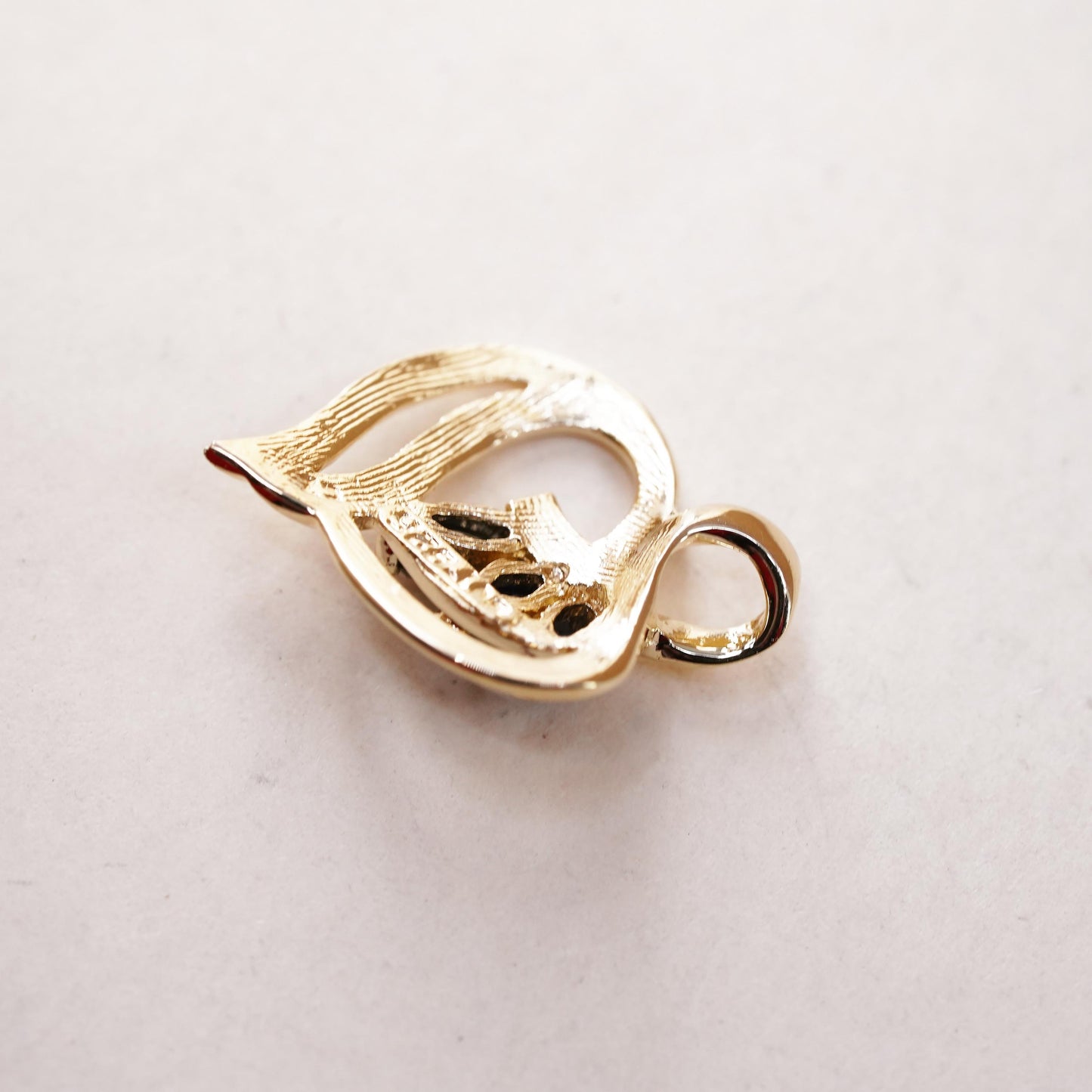 vintage vermeil Gold filled Sterling silver pendant, 925 heart with sapphire