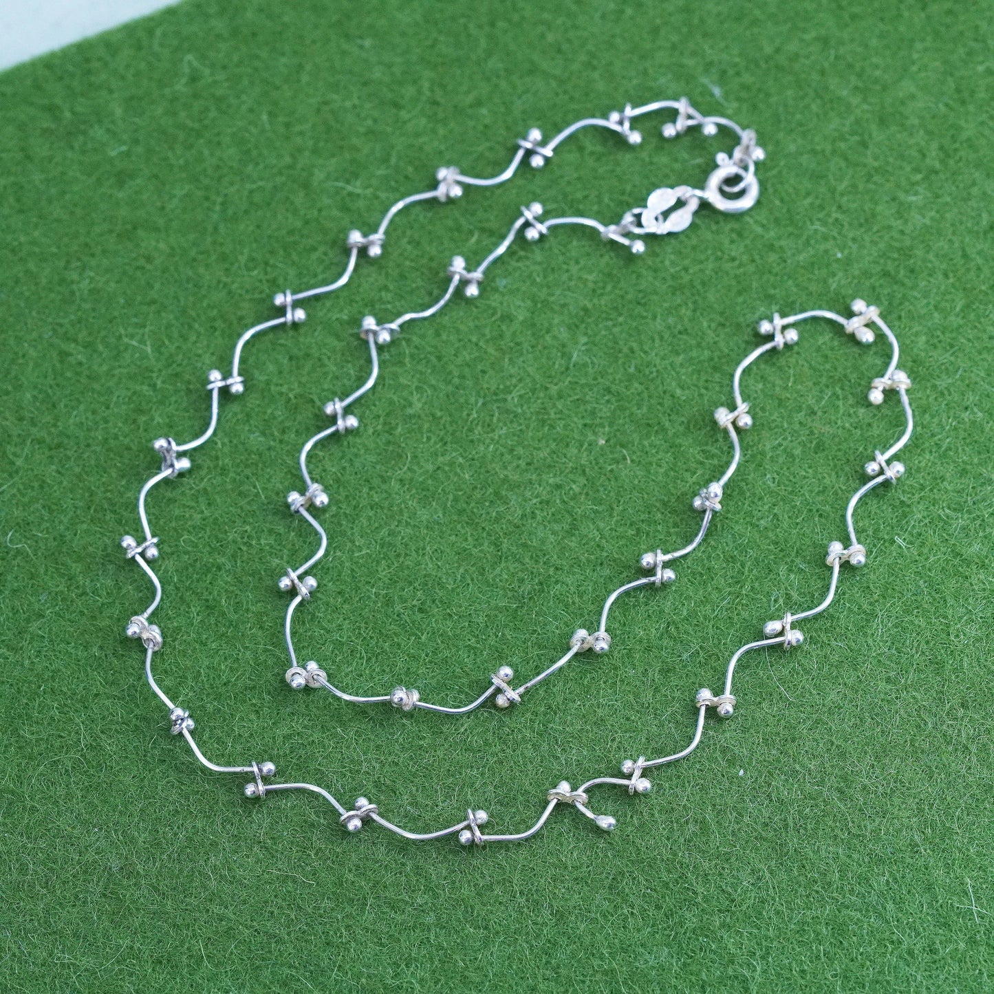 16", Vintage sterling silver link chain with dna link, 925 necklace