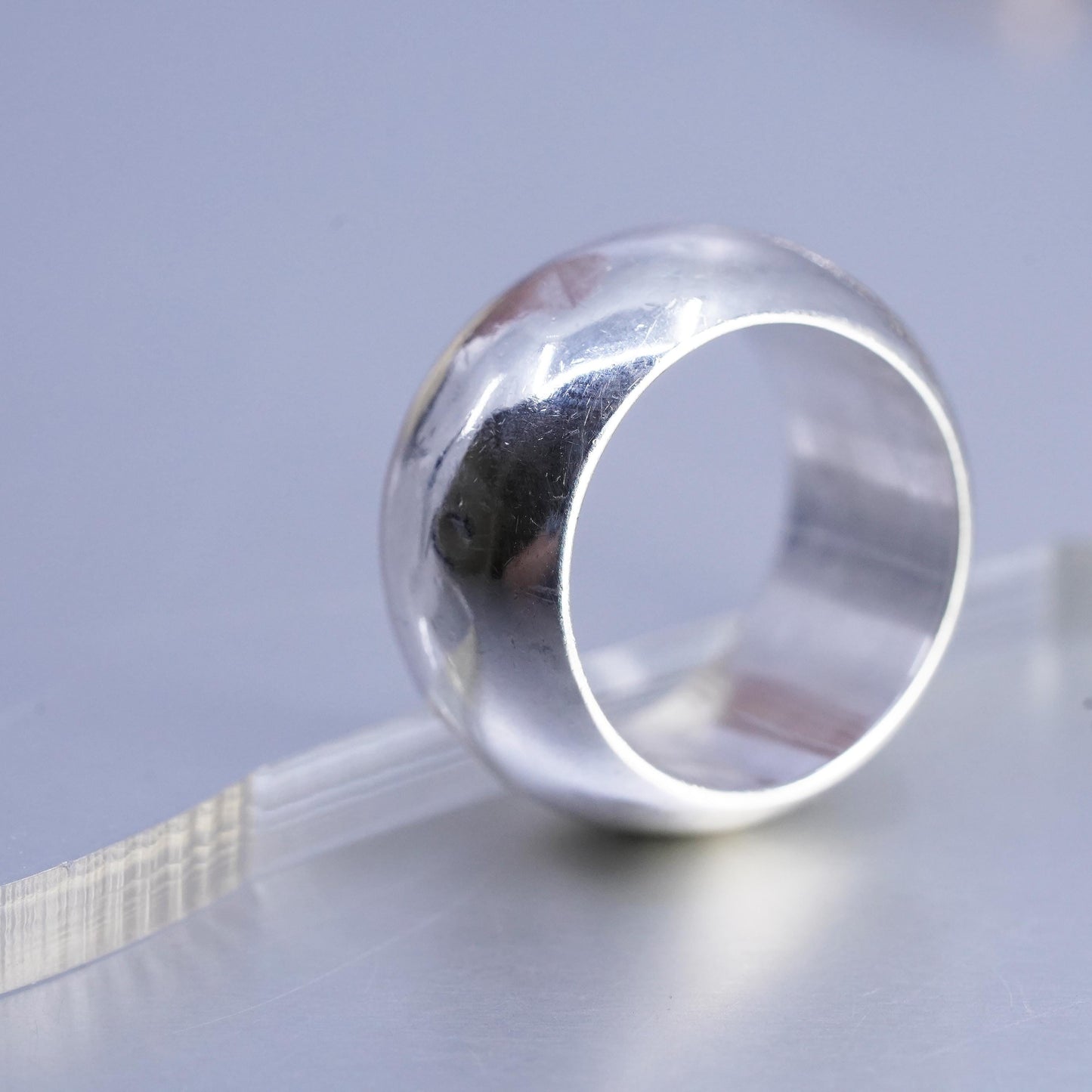 Size 8, vintage southwestern puffy Sterling 925 silver statement ring, band