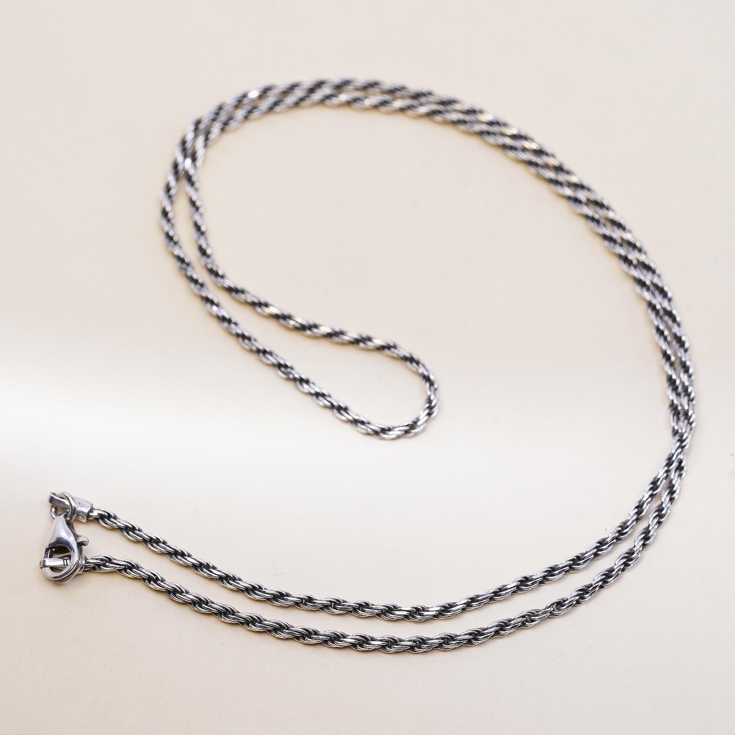 18" 2mm, vintage Sterling silver necklace, 925 circle chain