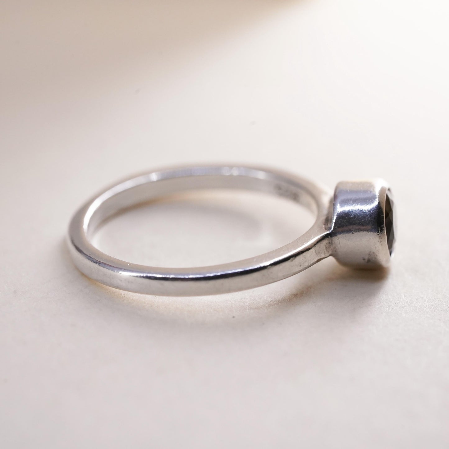 Size 5, vintage Sterling 925 silver ring, engagement stackable ring citrine