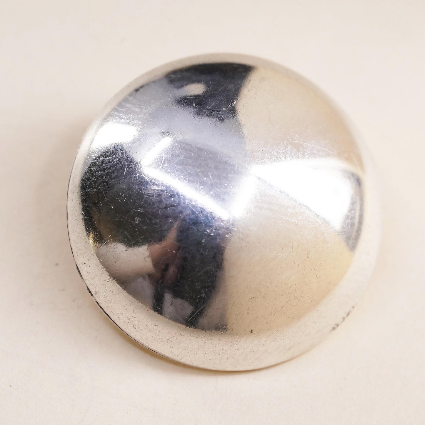 VTG Mexican sterling silver handmade single earring, 925 silver circle clip on