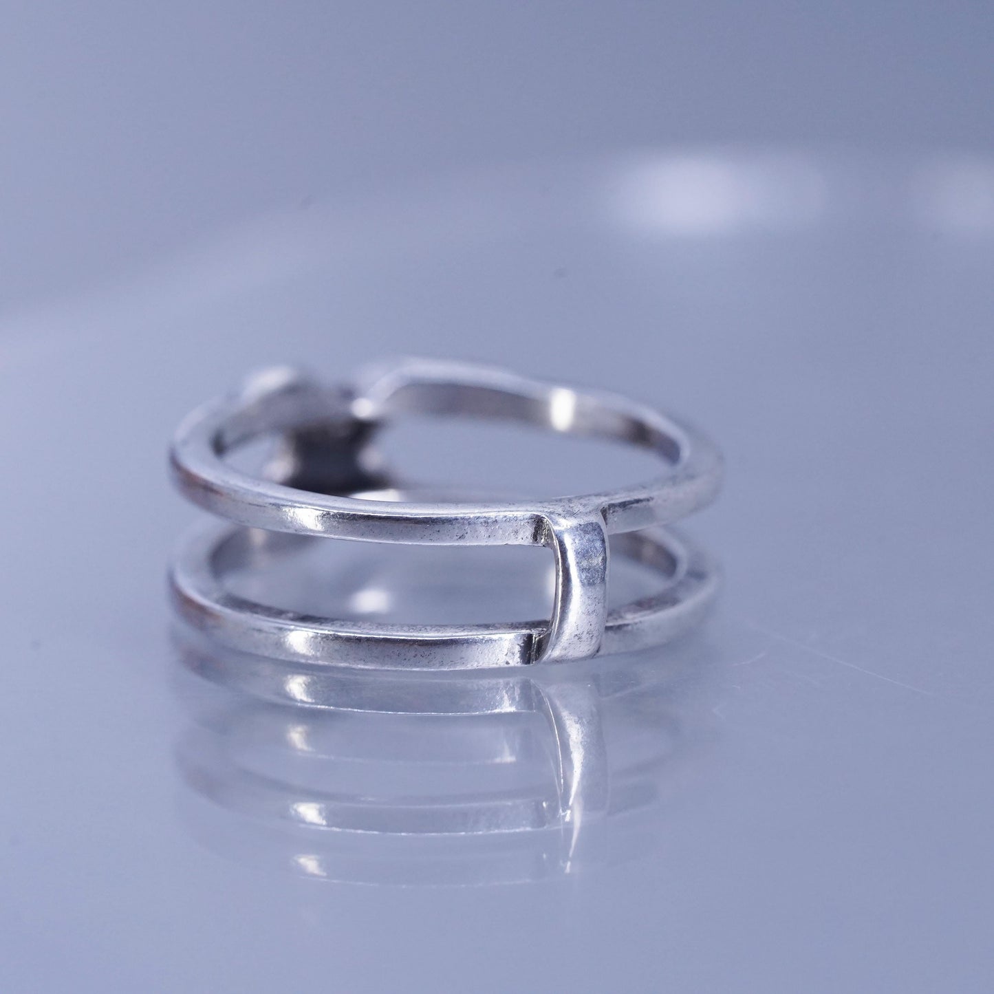Size 10, vintage Sterling 925 silver ring, crossed double band