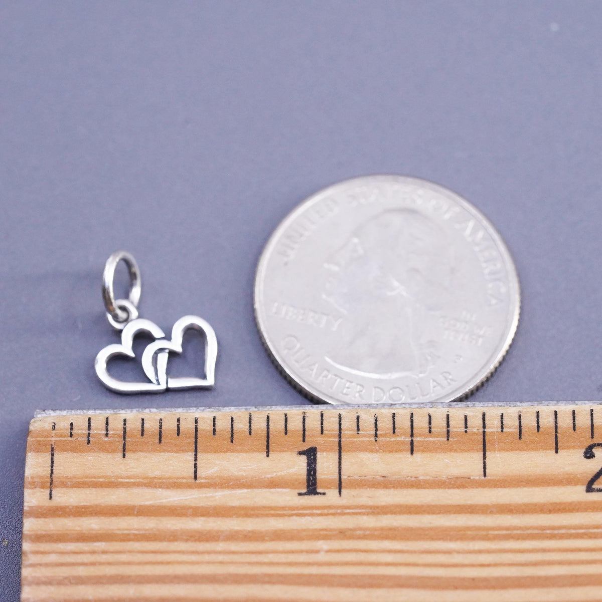 Vintage Retired James Avery sterling silver pendant, 925 linked hearts charm